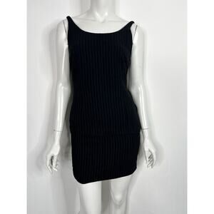 Vtg Dolce & Gabbana 90s Black Pinstripe Top & Skirt Set S
